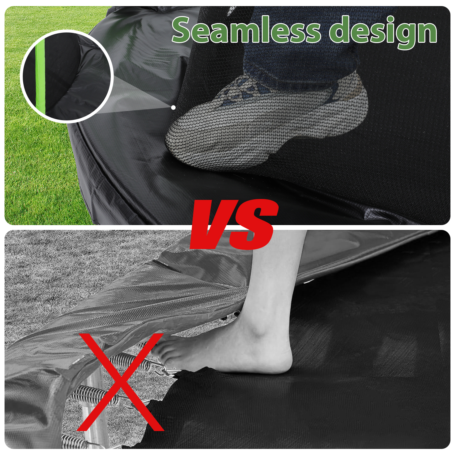 8FT 12FT 14FT Trampoline with Enclosure Net, No Gap Design, Backyard Trampoline with Ladder, Outdoor Heavy-Duty Recreational Round Trampolines,14FT-720LBS