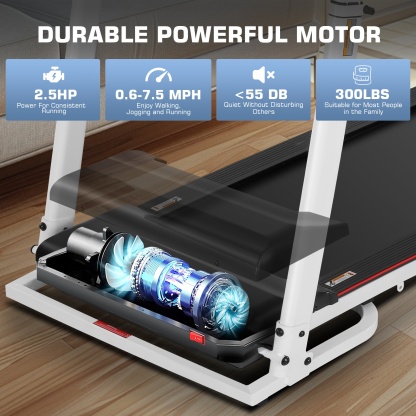 Treadmill with Removable Table/ Height-Adjustable Treadmill，2.5 HP Portable Folding Treadmill for Home, Running Machine with 3 Inclines
