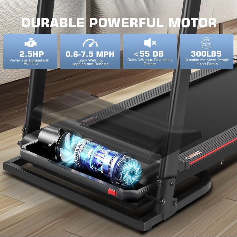  Treadmill with Removable Desk - 300Lbs Weight Capacity, 2.5 HP Portable Folding Treadmill for Home, Running Machine with Incline