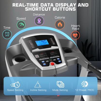 Simpfree Treadmill with 15-Level Auto Incline, 300LBS Electric Treadmill for Home Gym Cardio Training, 3.25HP Running Machine Home Exercise, Smart APP & Audio Speakers, LED(Silver)