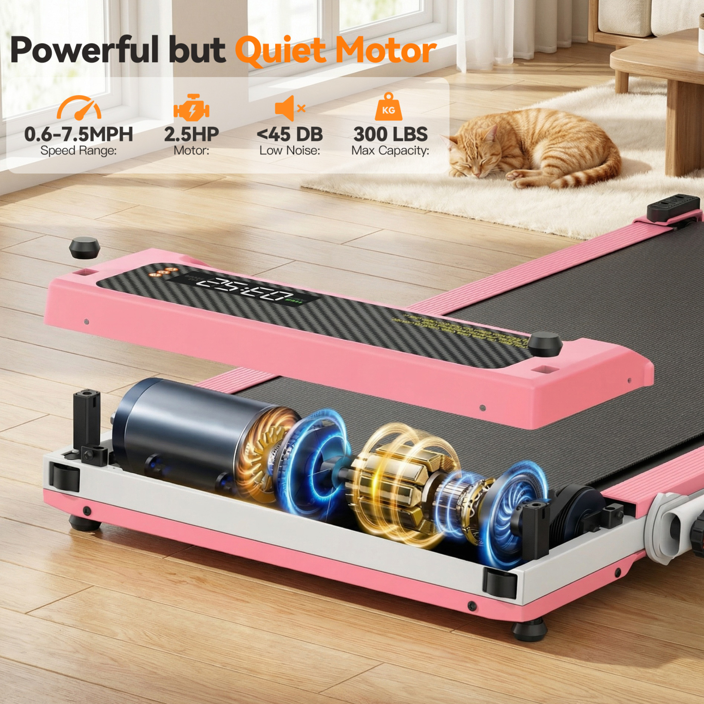 Simpfree Walking Pad Treadmill with Foot Massage, Versatile Dual-Sided Under Desk Treadmill with Handle Bar, 2.5HP Foldable Treadmill for Home/Office with 300LBS Weight Capacity,0.6-7.5MPH