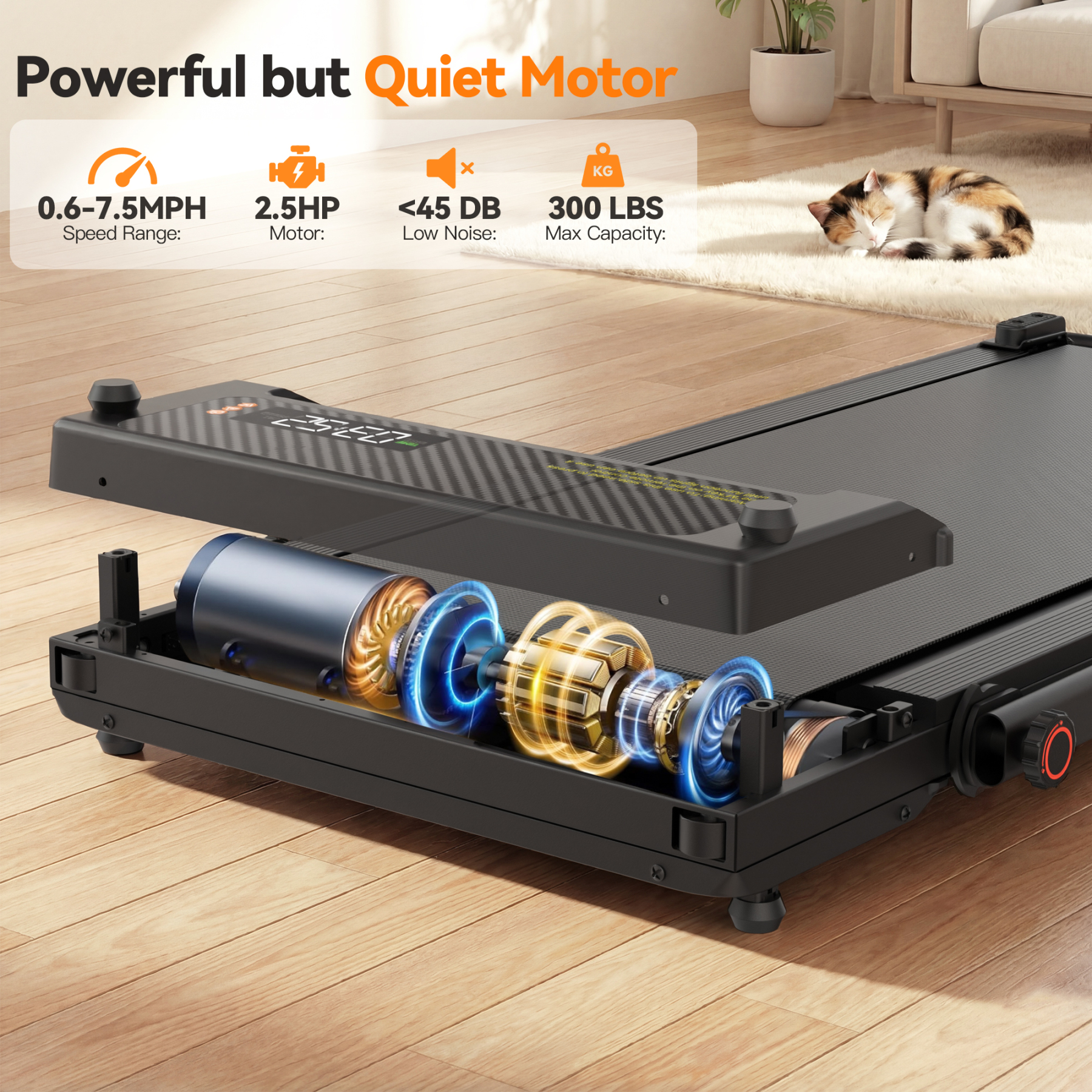 Simpfree Walking Pad Treadmill with Foot Massage, Versatile Dual-Sided Under Desk Treadmill with Handle Bar, 2.5HP Foldable Treadmill for Home/Office with 300LBS Weight Capacity,0.6-7.5MPH