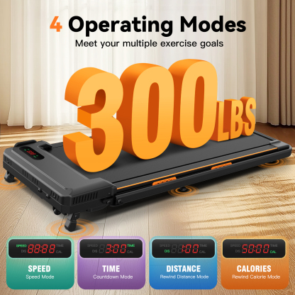 2 in 1 Walking Pad Treadmill with 6% Incline and Handle Bar, Under Desk Treadmill for Home Small Office with 300 lb Capacity ,2.5HP Portable Folding Treadmill with LED Screen and shock-absorbing