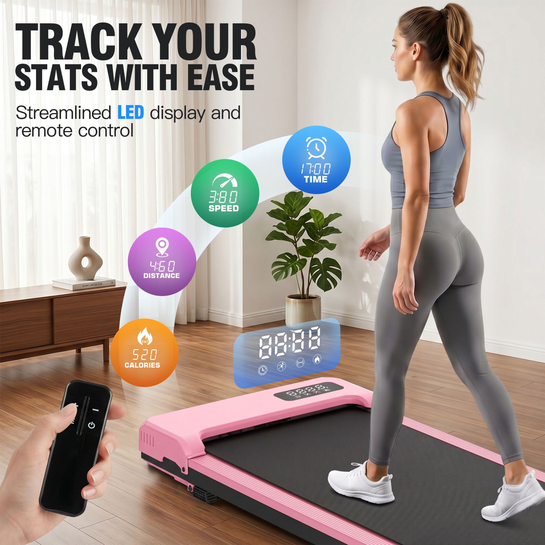 Walking Pad with 8% Manual Incline, 2.5HP Vibration Under Desk Treadmill for Home/Office,300LBS Capacity,Remote Control & LED Display