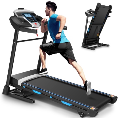 Treadmill 300 lb Capacity,Auto Incline 3.25HP Folding Treadmill for Home,Ultra-Wide & Quiet Electric Portable Running Walking Machine with LCD Display and Bluetooth Audio Speaker,Easy Install