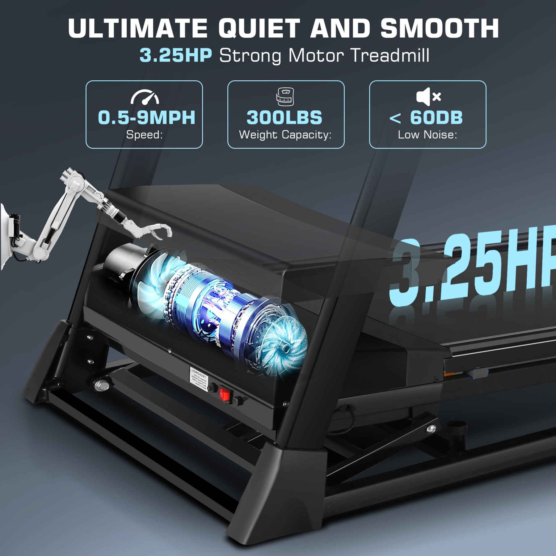 Simpfree Auto Incline Treadmill 300 lb Capacity, 3.25HP Folding Treadmill for Home, Portable Running Walking Machine with LCD Display, Audio Speaker, App, 12 Preset Programs, Easy Install（black）