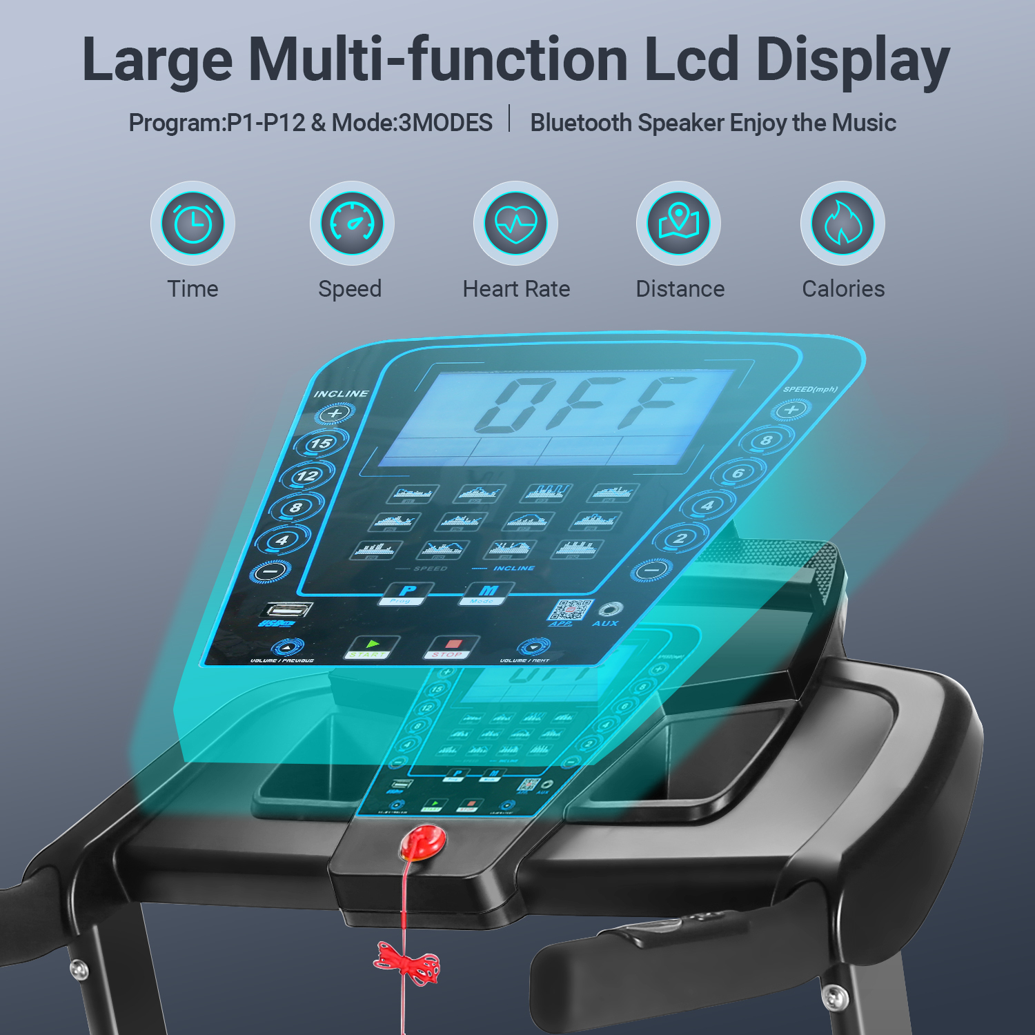 Adnoom Treadmill 300 lb Capacity, 3.25 HP Automatic Incline Treadmill with APP & Bluetooth Audio Speakers, Electric Folding Treadmills for Home Office Gym, Indoor Walking Running Exercise Machine