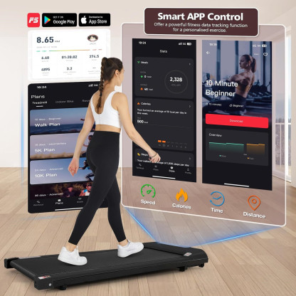 2.5HP Walking Pad Treadmill for Home,Smart App,Remote Control, LCD Display, Protable Space-Saving Treadmill for Jogging Walking Running with 300 lbs Weight Capacity