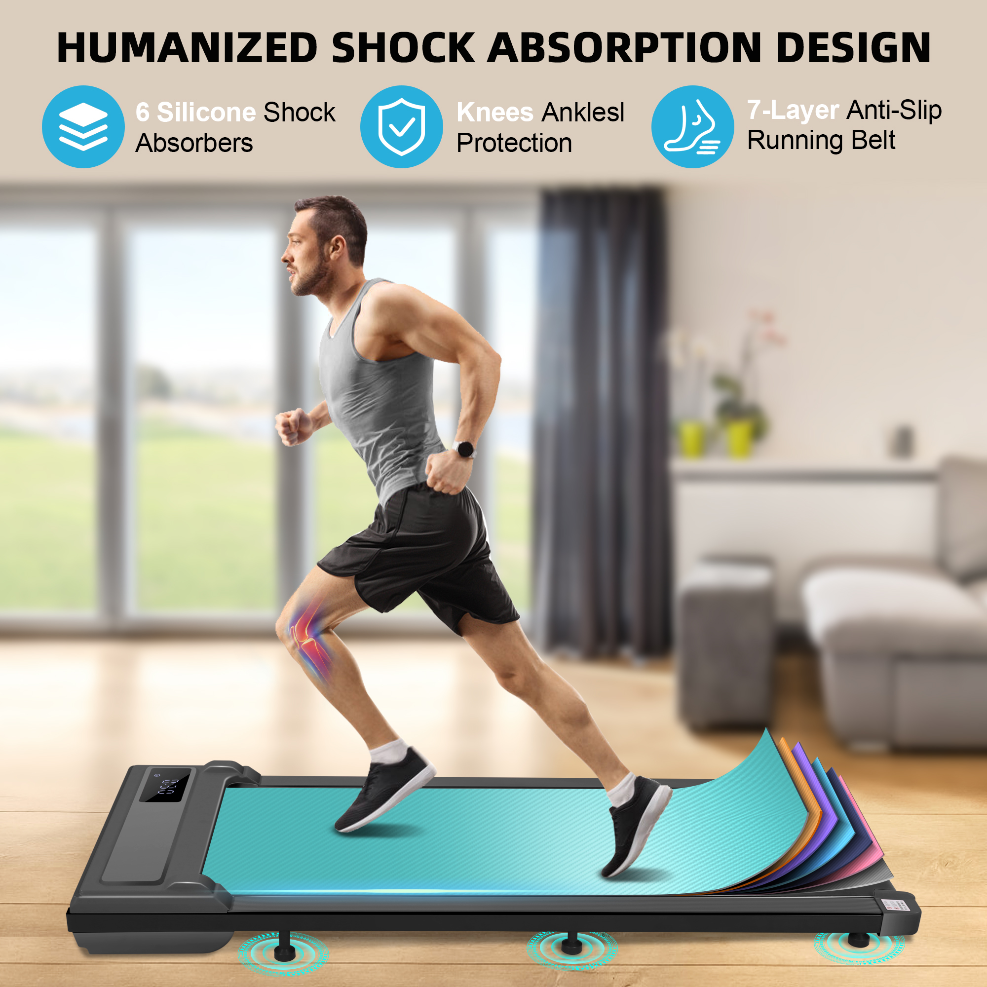 Walking Pad, 2.5HP Under Desk Treadmill with Remote Control and LED Display, Portable Walking Treadmill for Home Office, Walking Jogging Machine with 300 lbs Weight Capacity