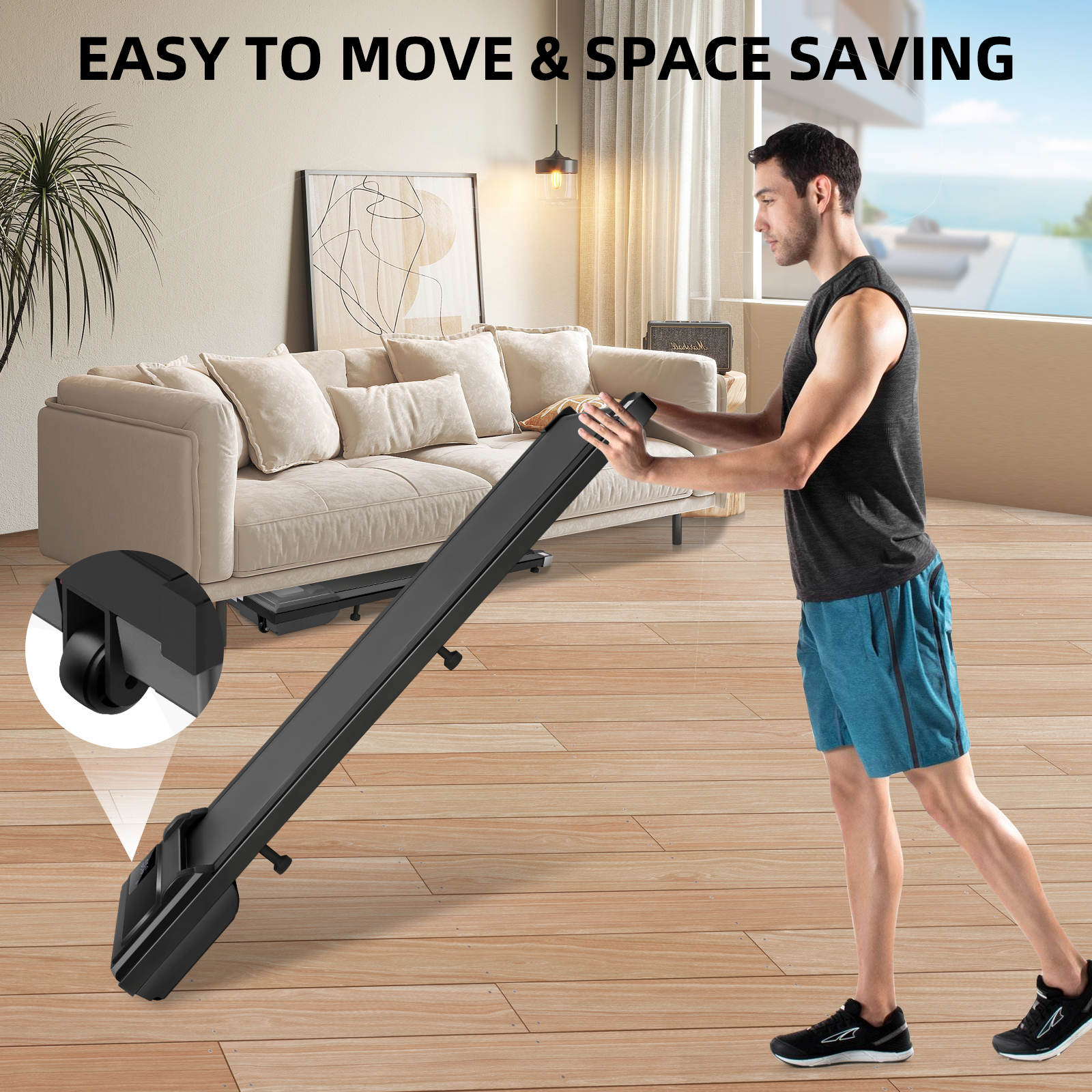 Walking Pad, 2.5HP Under Desk Treadmill with Remote Control and LED Display, Portable Walking Treadmill for Home Office, Walking Jogging Machine with 300 lbs Weight Capacity