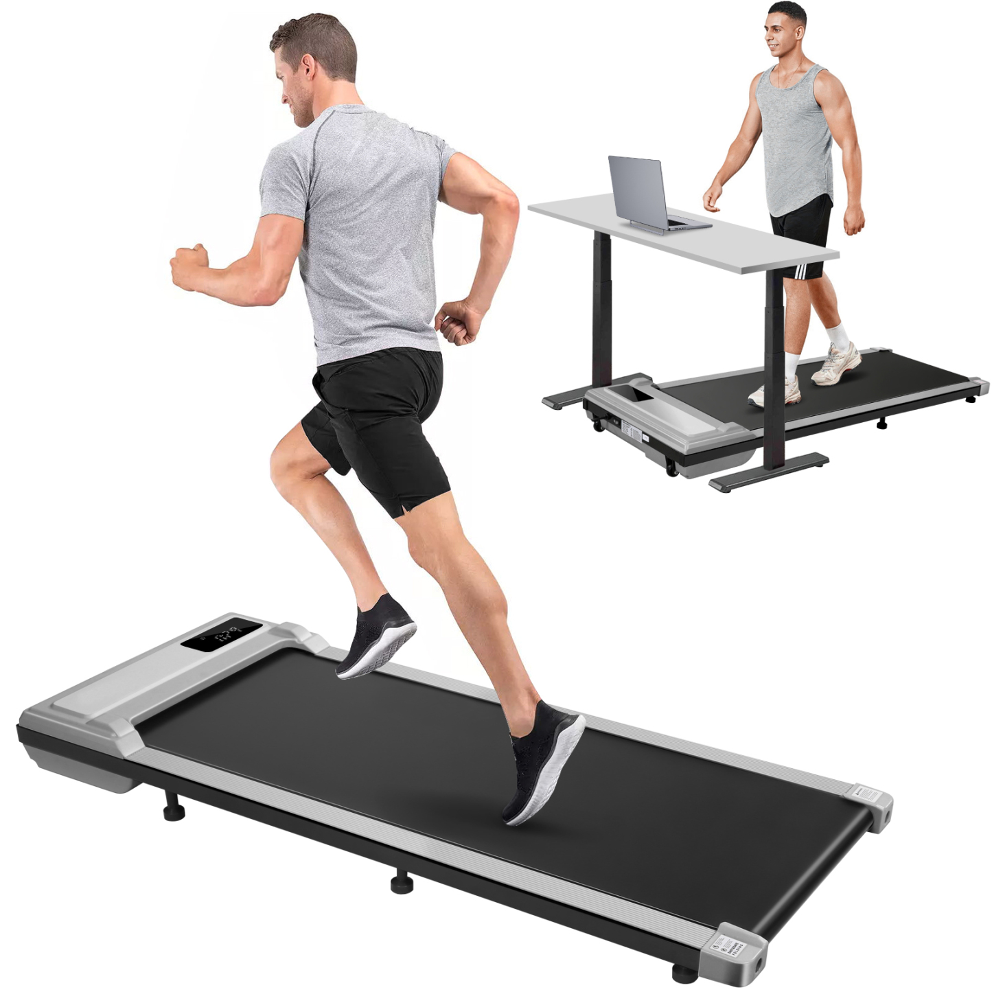 Simpfree Walking Pad, 2.5HP Under Desk Treadmill with Remote Control and LED Display (gray)