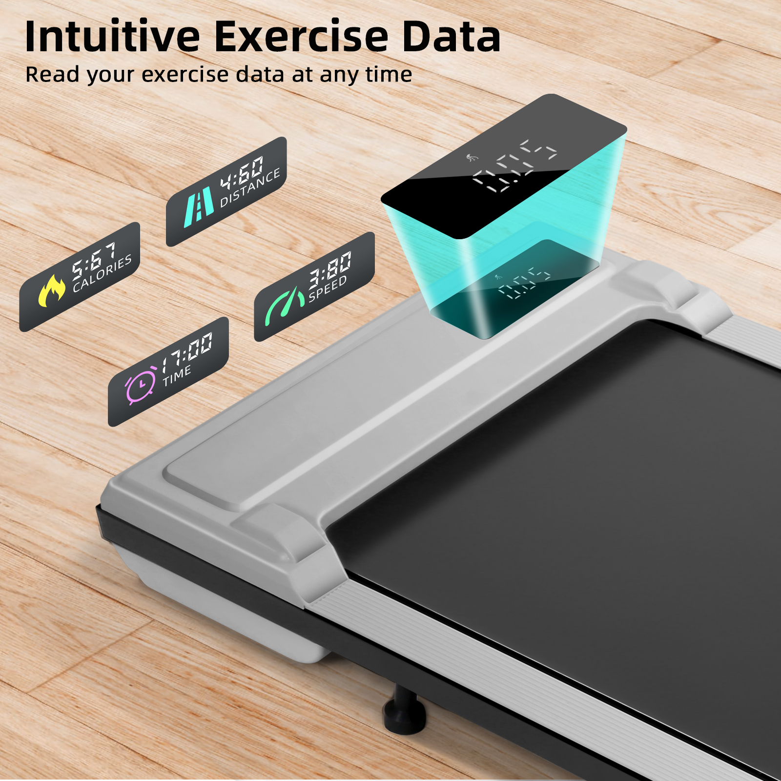 Simpfree Walking Pad, 2.5HP Under Desk Treadmill with Remote Control and LED Display (gray)