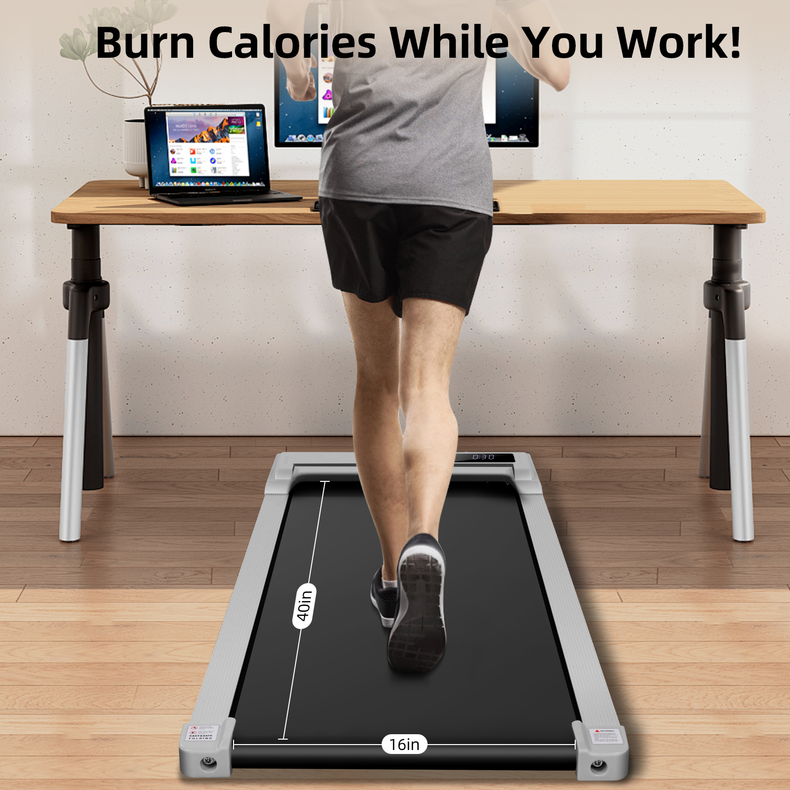 Simpfree Walking Pad, 2.5HP Under Desk Treadmill with Remote Control and LED Display (gray)