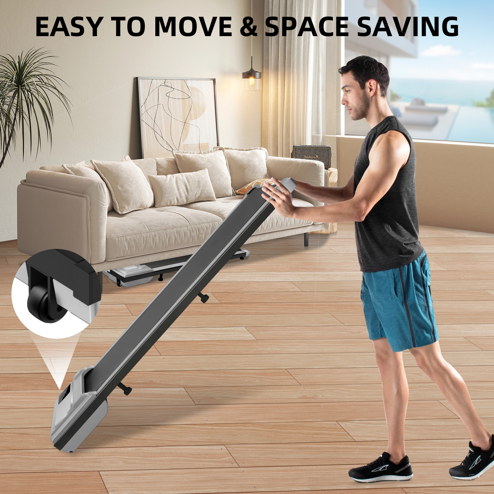 Simpfree Walking Pad, 2.5HP Under Desk Treadmill with Remote Control and LED Display (gray)