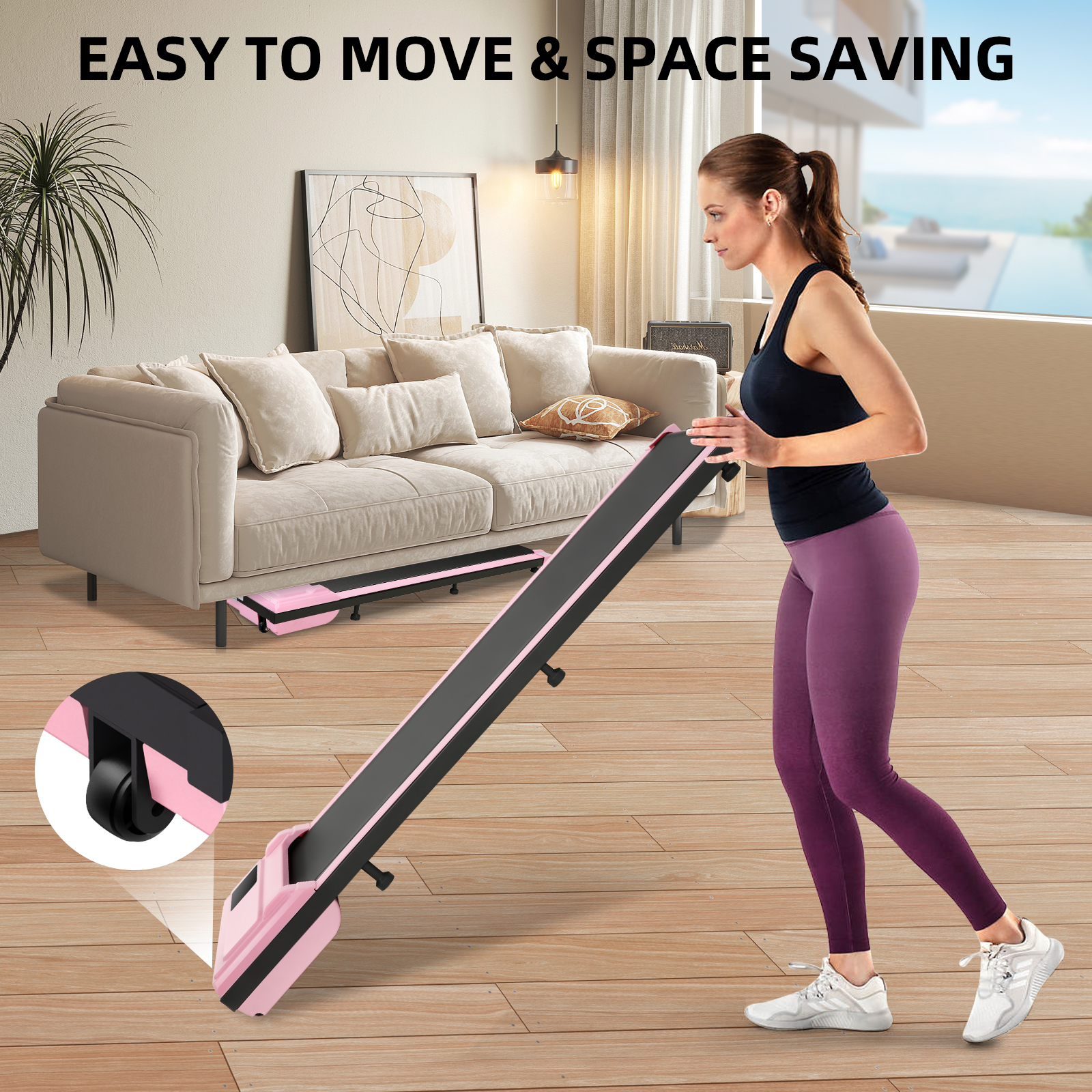 Walking Pad, 2.5HP Under Desk Treadmill with Remote Control and LED Display, Portable Walking Treadmill for Home Office