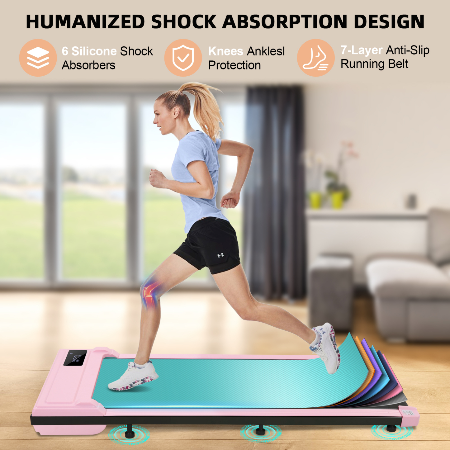 Walking Pad, 2.5HP Under Desk Treadmill with Remote Control and LED Display, Portable Walking Treadmill for Home Office