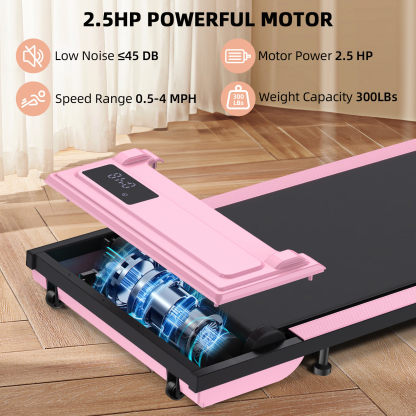 Walking Pad, 2.5HP Under Desk Treadmill with Remote Control and LED Display, Portable Walking Treadmill for Home Office
