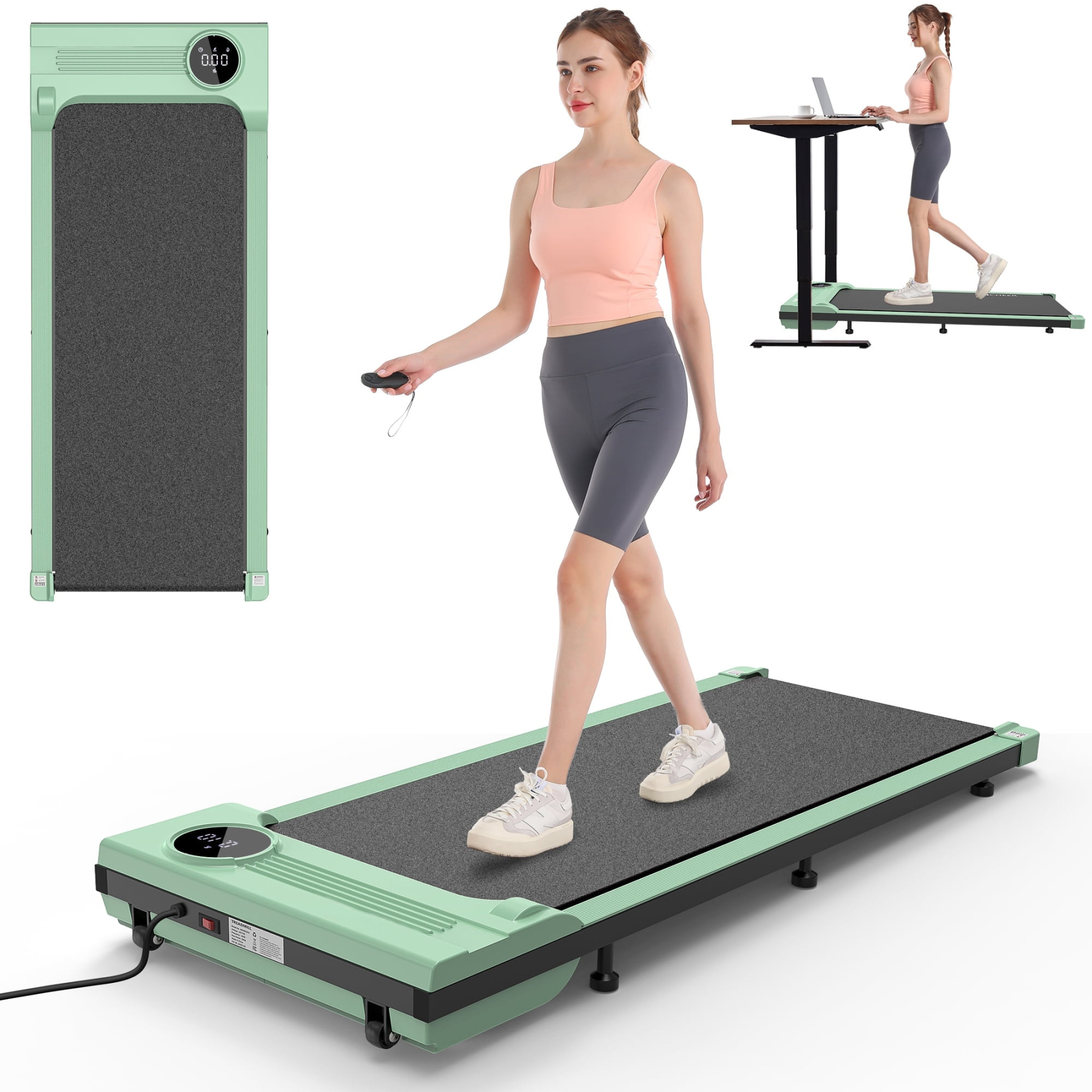 Walking Pad Treadmill, 2.5HP Under Desk Treadmill with Remote Control and LED Display, Portable Walking Treadmill for Home Office, Walking Jogging Machine with 300 lbs Weight Capacity