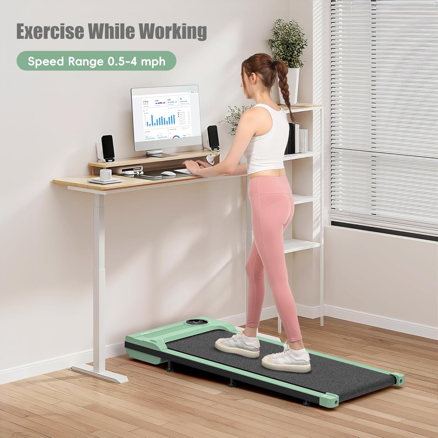 Walking Pad Treadmill, 2.5HP Under Desk Treadmill with Remote Control and LED Display, Portable Walking Treadmill for Home Office, Walking Jogging Machine with 300 lbs Weight Capacity