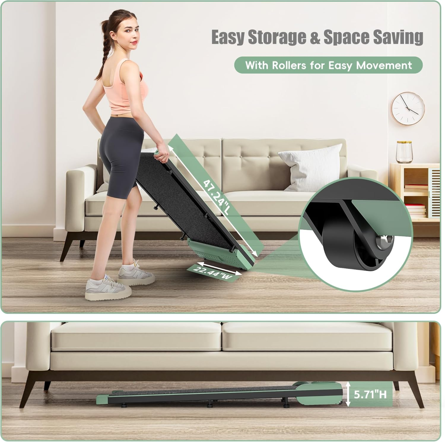 Walking Pad Treadmill, 2.5HP Under Desk Treadmill with Remote Control and LED Display, Portable Walking Treadmill for Home Office, Walking Jogging Machine with 300 lbs Weight Capacity