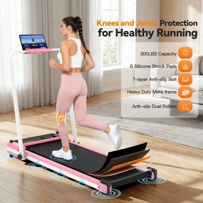 Simpfree Walking Pad Treadmill with Foot Massage, Versatile Dual-Sided Under Desk Treadmill with Handle Bar, 2.5HP Foldable Treadmill for Home/Office with 300LBS Weight Capacity,0.6-7.5MPH