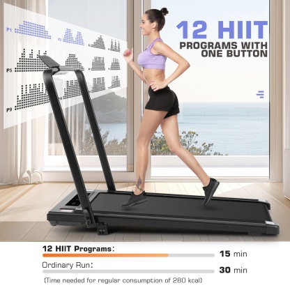 Simpfree 2 in 1 Under Desk Treadmill with Incline, Max 300lbs Capacity, Walking Pad/Compact Electric Treadmill for Home/Office with LED Touch Screen/Remote Watch |2s Folding Treadmill(Black)