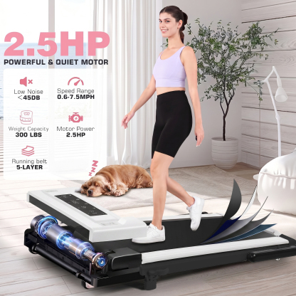 Simpfree Walking Pad with 6% Incline,3 in 1 Under Desk Treadmill with Height-Adjustable Desk 300lbs Capacity,Foldable Treadmill with Adjustable Handle,Touch Screen Remote Control,2s Folding,0.5-7.5mp