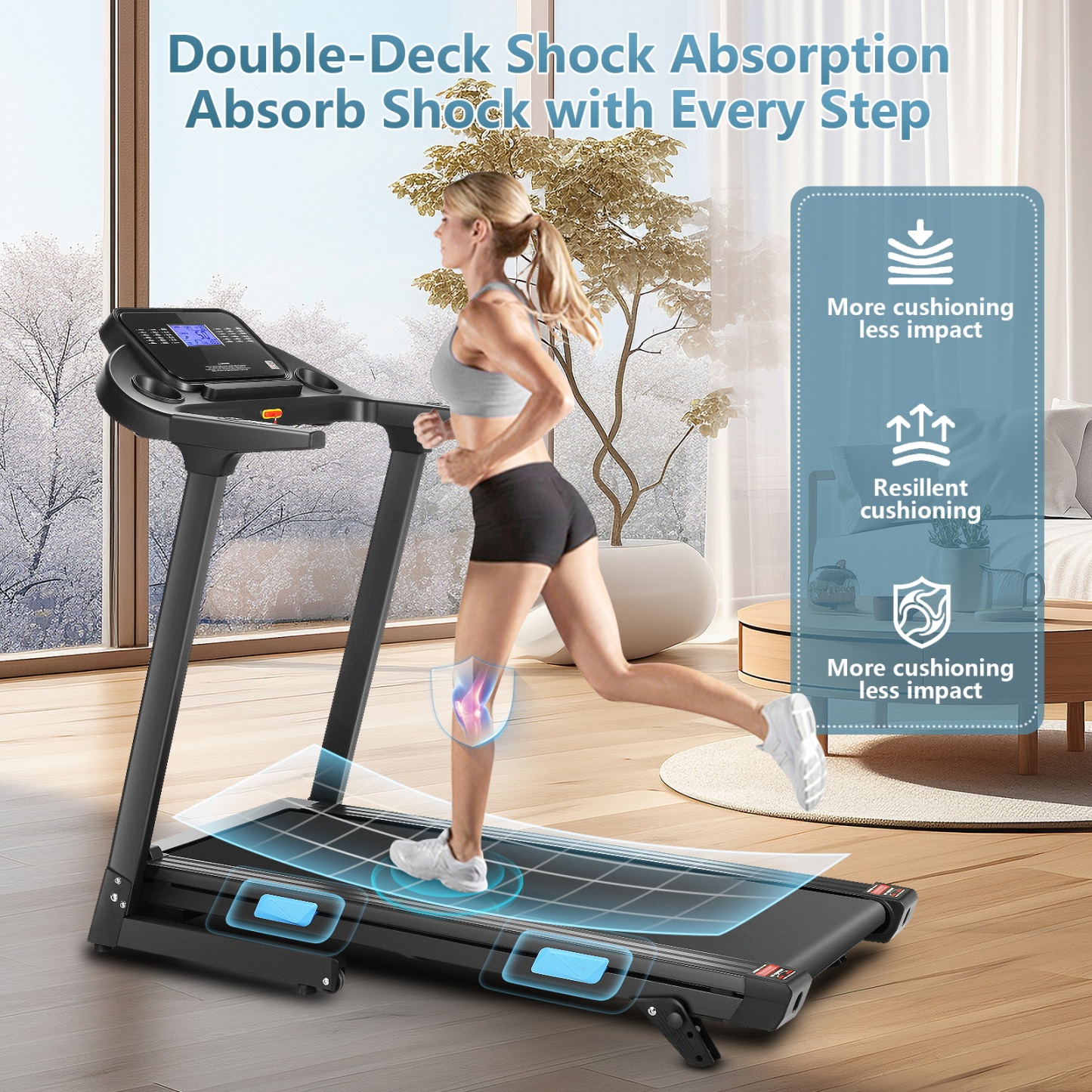 Simpfree Treadmill 300 lb Capacity, 18" Wide Belt Electric Treadmill with Incline & Bluetooth Audio Speakers, 3.25HP Electric Folding Treadmills with App, Indoor Walking Running Exercise for Home