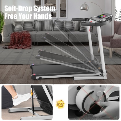  Home Treadmill--Treadmill with 10" HD TV Movie Touchscreen and 3D Virtual Sports Scene, Folding Treadmill with WiFi Connection, Speaker, Wide Belt, Youtube（Silver）