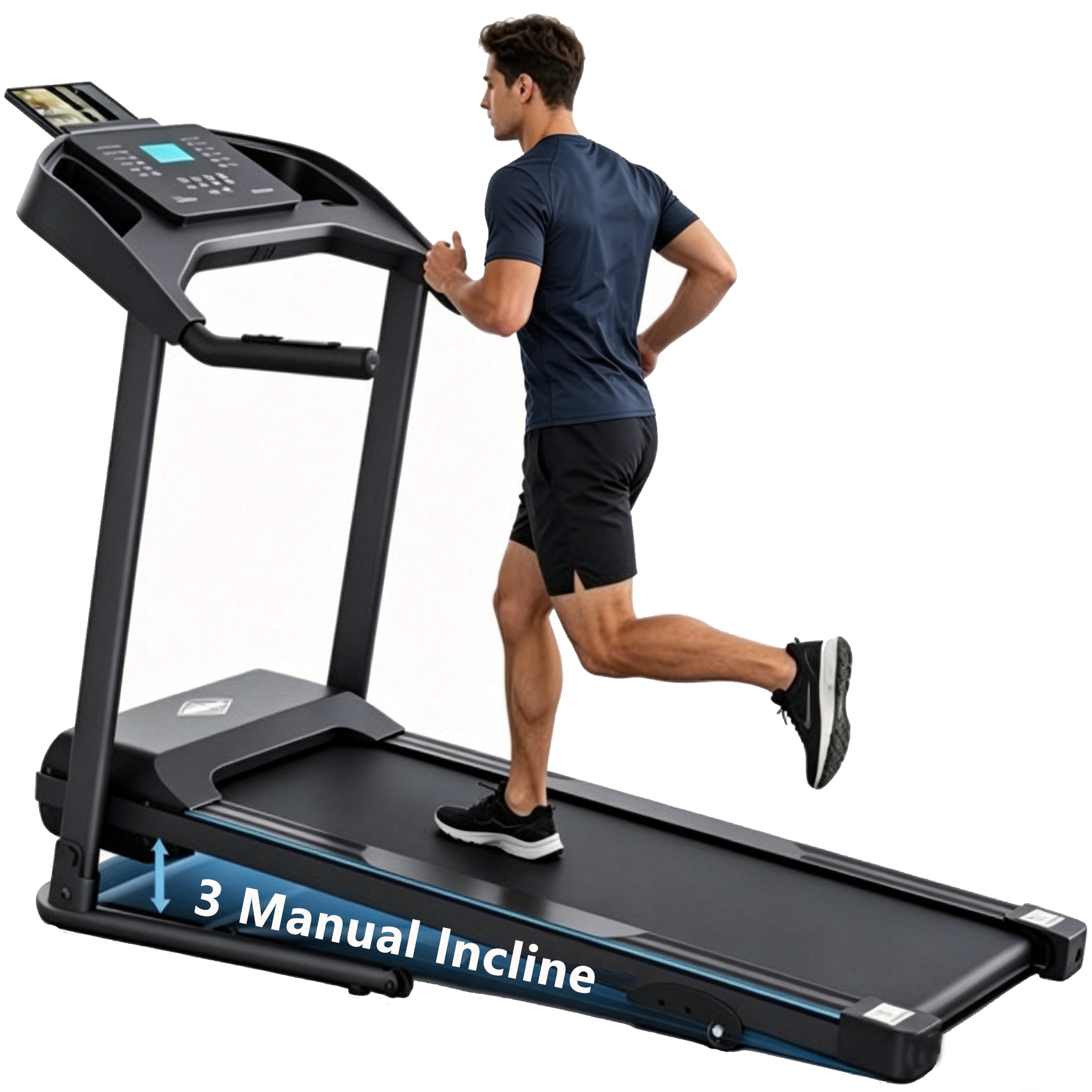 3.5HP Folding Treadmill with Incline,350lbs Capacity Treadmill for Home Office,Electric Treadmill with LCD Display,12 Programs