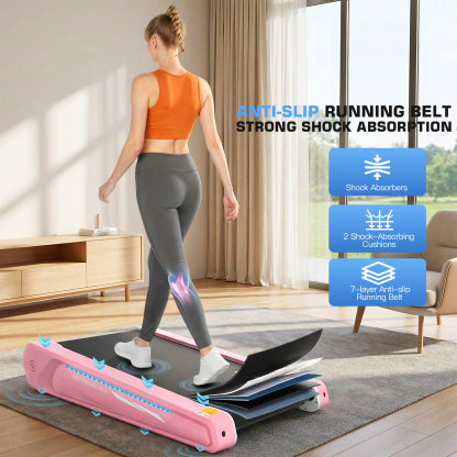 Walking Pad Treadmill with 5% Incline, 2.5HP Under Desk Treadmil with Remote and Unique Lamp Strip Design for Walking Running, Black & Red 300 Lbs Capacity
