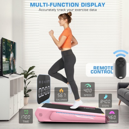 Walking Pad Treadmill with 5% Incline, 2.5HP Under Desk Treadmil with Remote and Unique Lamp Strip Design for Walking Running, Black & Red 300 Lbs Capacity