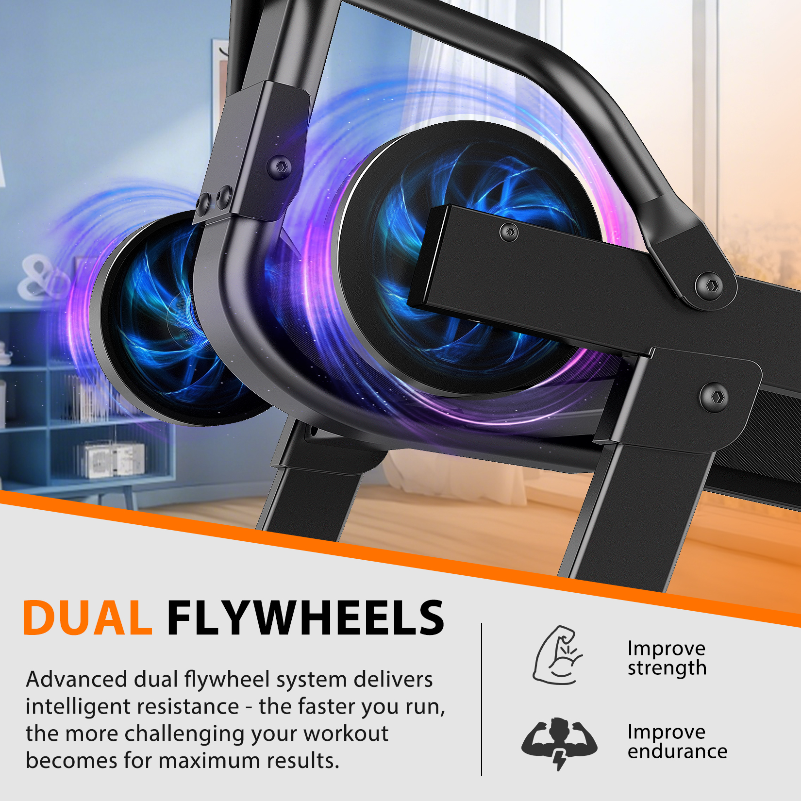 Manual Treadmill with 18% Fixed Incline, Foldable Non Electric Treadmill with Dual Flywheel System, 300LBS Capacity, LCD Monitor, Compact Foldable Design for Home Indoor Walking Jogging