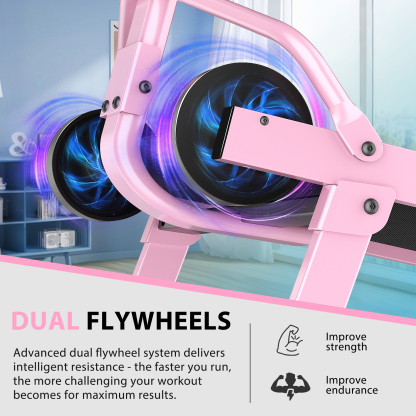 Manual Treadmill with 18% Fixed Incline, Foldable Non Electric Treadmill with Dual Flywheel System, 300LBS Capacity, LCD Monitor, Compact Foldable Design for Home Indoor Walking Jogging