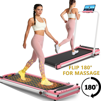 Simpfree Walking Pad Treadmill with Foot Massage, Versatile Dual-Sided Under Desk Treadmill with Handle Bar, 2.5HP Foldable Treadmill for Home/Office with 300LBS Weight Capacity,0.6-7.5MPH