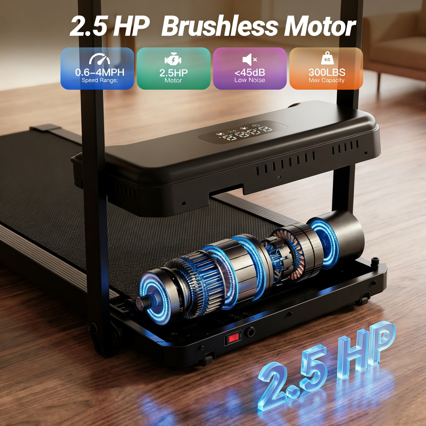 Simpfree 8% Incline Treadmill for Home Office,3.5HP Walking Pad with Desk & Handle Bar 350 lbs Weight Capacity, Electric Running Machine with LED Display & Remote Control, 90% Pre-assembled