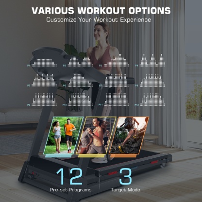 Simpfree Treadmill with 15-Level Auto Incline, 300LBS Electric Treadmill for Home Gym Cardio Training, 3.25HP Running Machine -20P