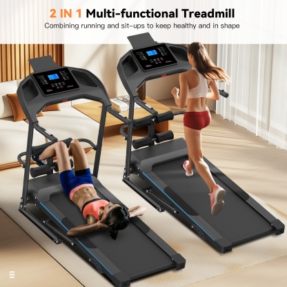 Treadmill with Incline, 3.0 HP Foldable Compact Treadmill with Sit-up Function, 300 lbs Walking Running Treadmill with LCD Display for Exercise, 12 Programs