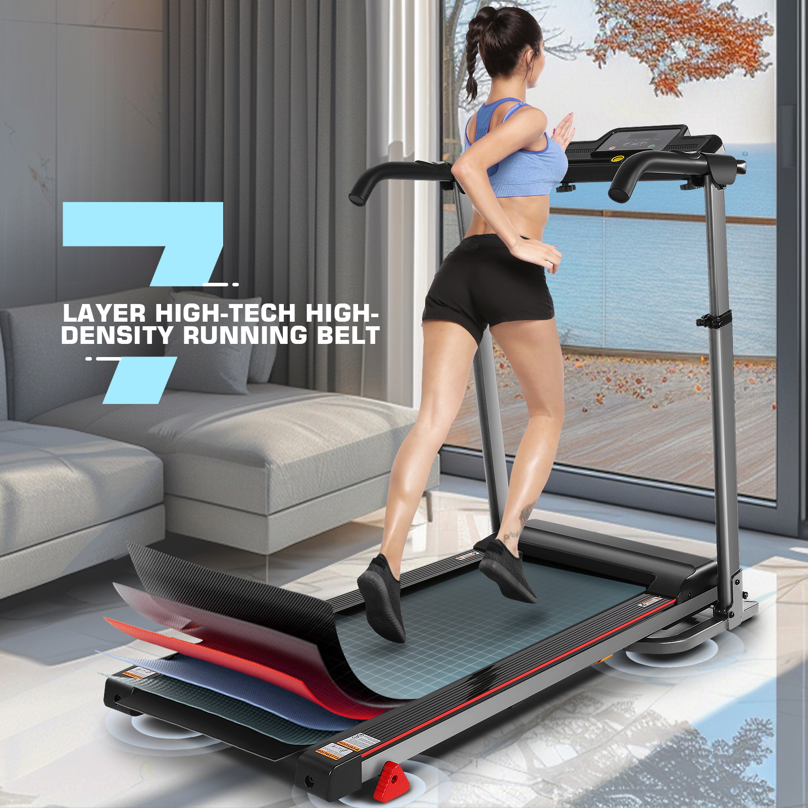  Treadmill with Removable Desk - 2 In1 Portable Folding Treadmill with 300Lbs Capacity, 2.5 HP Running Machine with Removable Desk for Home