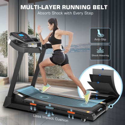 Simpfree Strong 3.25HP Treadmill with Auto Incline & Smart App,Bluetooth Speaker, Large LED Display & Fan for Home Office Walking Running Exercise Machine