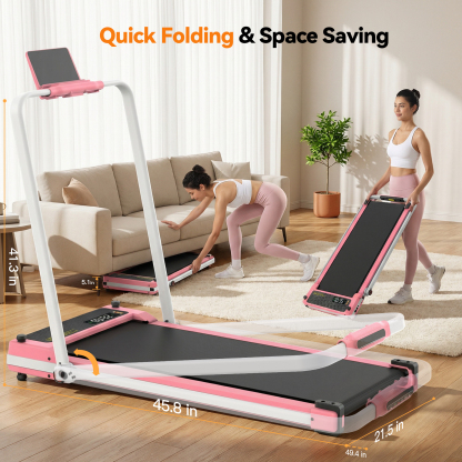 Simpfree Walking Pad Treadmill with Foot Massage, Versatile Dual-Sided Under Desk Treadmill with Handle Bar, 2.5HP Foldable Treadmill for Home/Office with 300LBS Weight Capacity,0.6-7.5MPH