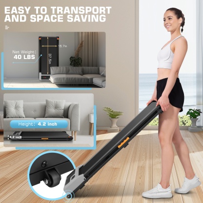 Simpfree Walking Pad with Shock-absorbing Rubber, 2 in 1 Under Desk Treadmill with Remote Control, 300lbs Portable Treadmill with 3 Custom Modes, 0.6-4mph/h (Gray)