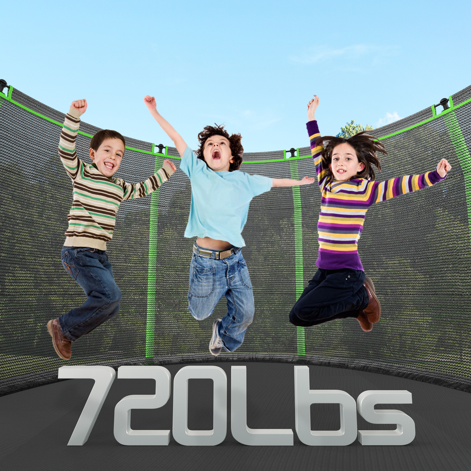 8FT 12FT 14FT Trampoline with Enclosure Net, No Gap Design, Backyard Trampoline with Ladder, Outdoor Heavy-Duty Recreational Round Trampolines,14FT-720LBS