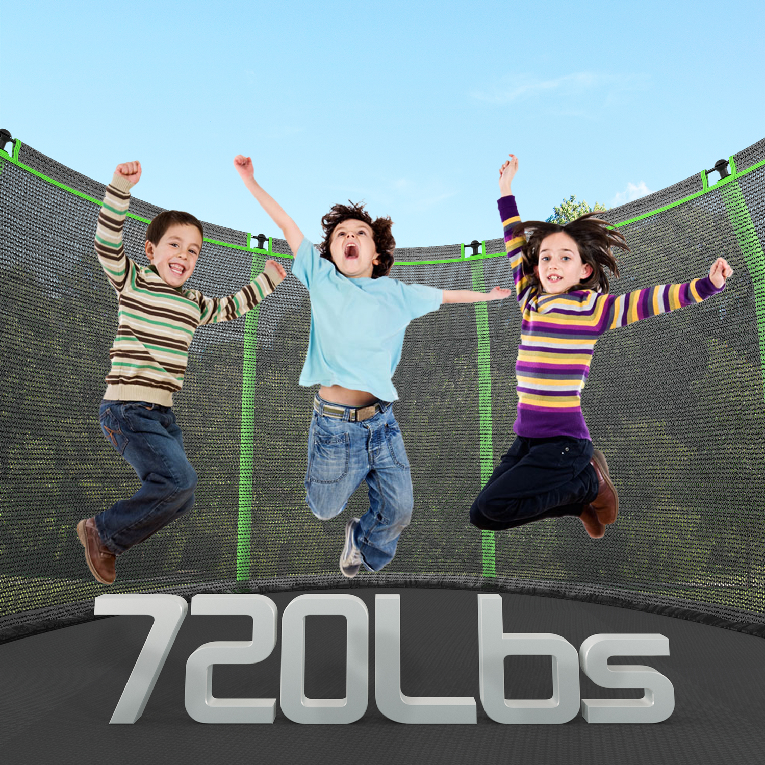 8FT 12FT 14FT Trampoline with Enclosure Net, No Gap Design, Backyard Trampoline with Ladder, Outdoor Heavy-Duty Recreational Round Trampolines,14FT-720LBS