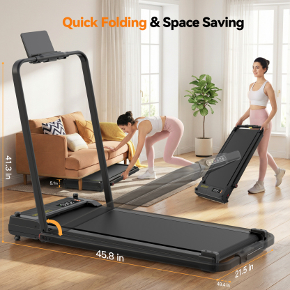Simpfree Walking Pad Treadmill with Foot Massage, Versatile Dual-Sided Under Desk Treadmill with Handle Bar, 2.5HP Foldable Treadmill for Home/Office with 300LBS Weight Capacity,0.6-7.5MPH