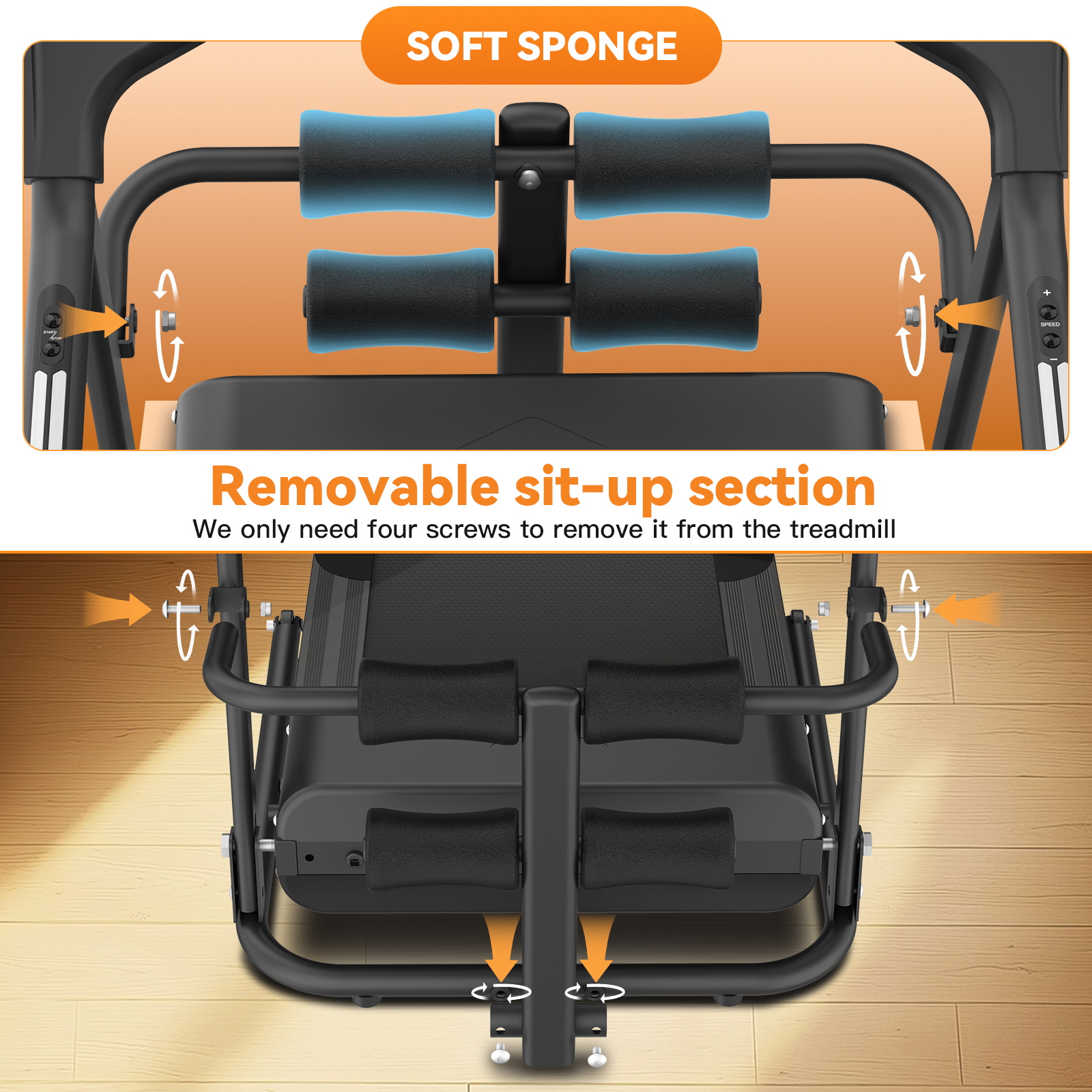 Treadmill with Incline, 3.0 HP Foldable Compact Treadmill with Sit-up Function, 300 lbs Walking Running Treadmill with LCD Display for Exercise, 12 Programs