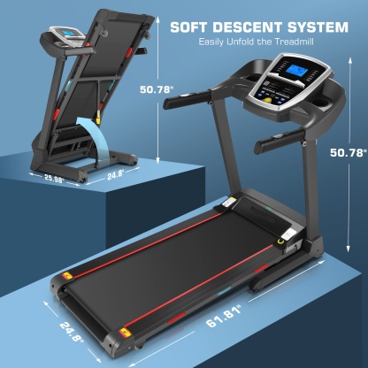 Simpfree Treadmill with 15-Level Auto Incline, 300LBS Electric Treadmill for Home Gym Cardio Training, 3.25HP Running Machine -20P