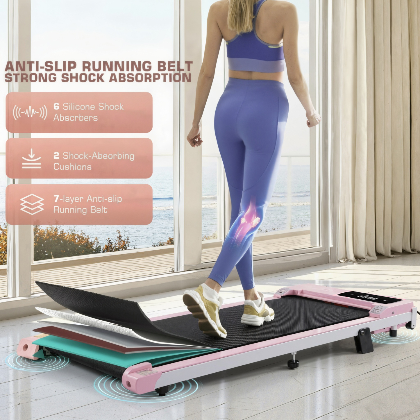 Kismom Walking Pad with 6% Incline,3.0HP Under Desk Treadmill for Home Office, Mini Portable Walking Running Machine Slim Compact Motorized Electric Treadmill with 300 lbs Capacity