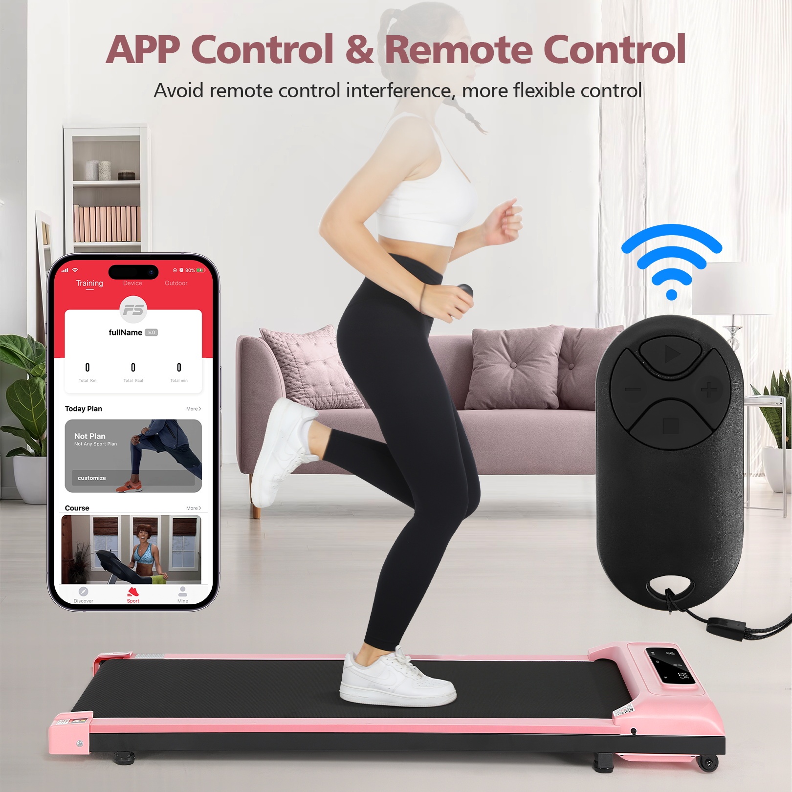 2.5HP Walking Pad Treadmill for Home,Smart App,Remote Control, LCD Display, Protable Space-Saving Treadmill for Jogging Walking Running with 300 lbs Weight Capacity