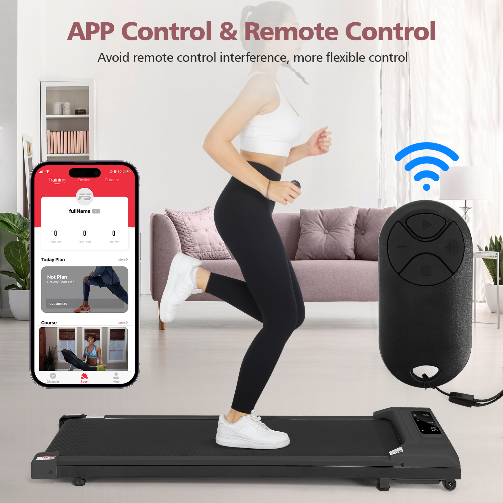2.5HP Walking Pad Treadmill for Home,Smart App,Remote Control, LCD Display, Protable Space-Saving Treadmill for Jogging Walking Running with 300 lbs Weight Capacity